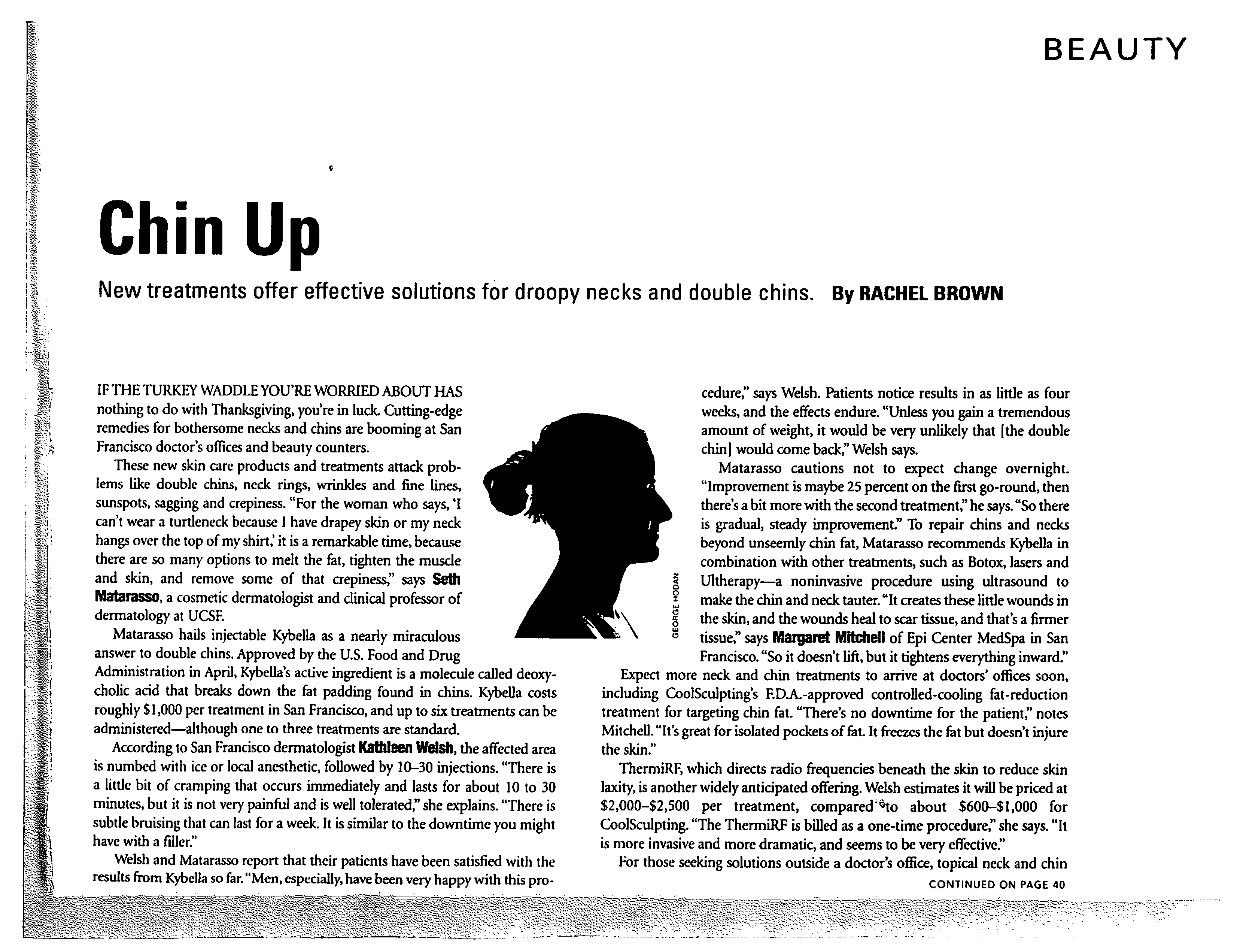 Dr. Matarasso on droopy necks and double chin in Beauty Magazine